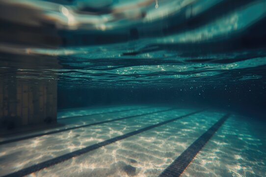 Beneath the surface of a swimming pool