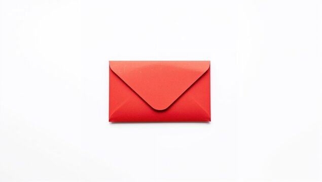 Isolated Red Envelope Set Against White Backdrop, Ideal For Seasonal Greetings