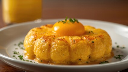 Yellow gold-colored egg dish, fiber-rich choice