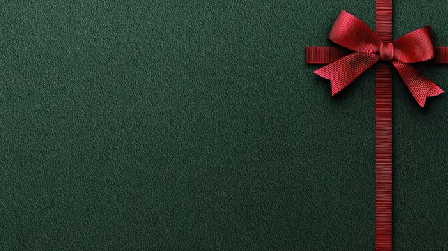 A green background with a red bow and ribbon