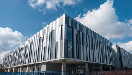 The kindergarten structure is under construction, featuring modern ornamental facades, urban density