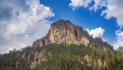 Mountain peak in a mountainous region, erosion risk