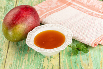 Sweet dessert orange mango puree