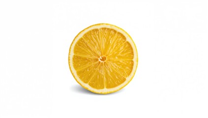 Half of a yellow lemon fruit isolated against a white backdrop, fiber-dense choice