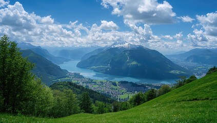 Stunning view of Interlaken in summer, showcasing natural beauty, preservation