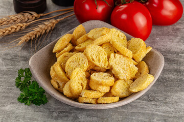 Crunchy croutons heap - roasted bread