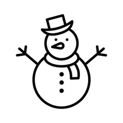 snowman outline icon vector illustration for winter holiday design