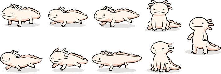 vector illustration of olm funny cute cartoon mascot character cartoon with 9 poses 