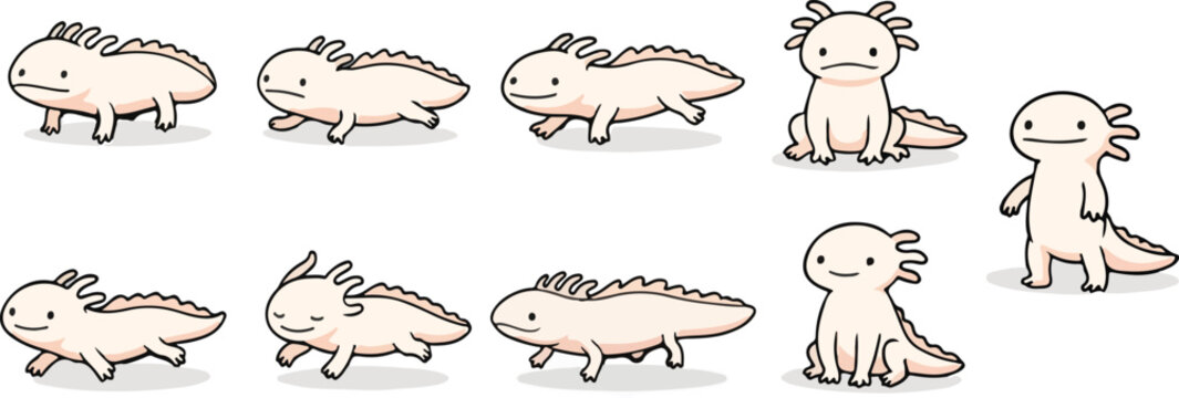 vector illustration of olm funny cute cartoon mascot character cartoon with 9 poses 