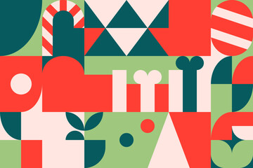 Naklejka premium Abstract geometric Christmas pattern design in retro style. Vector illustration. No.1