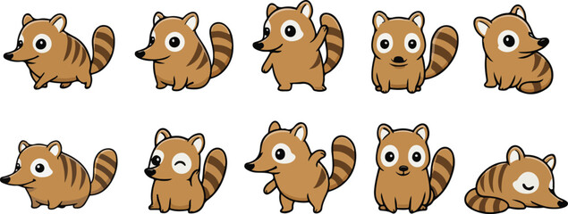 vector illustration of numbat funny cute cartoon mascot character cartoon with 10 poses 