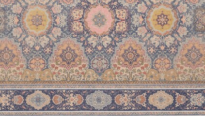 Seamless Beautiful Mughal Multicolored Pattern with Complementary Borders for Fabric Design, textile art application