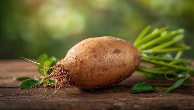 Raw Organic Brown Taro Root Prepared for Cooking, fiber-dense choice