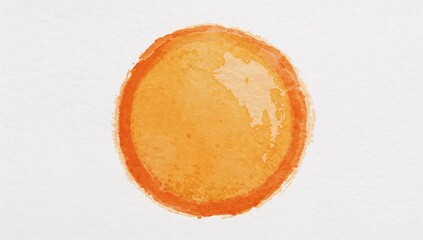 Orange circle created with watercolor technique, suitable for artistic design applications