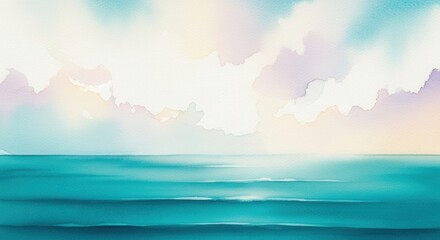 Calm ocean view under soft pastel clouds at sunset with gentle waves reflecting light
