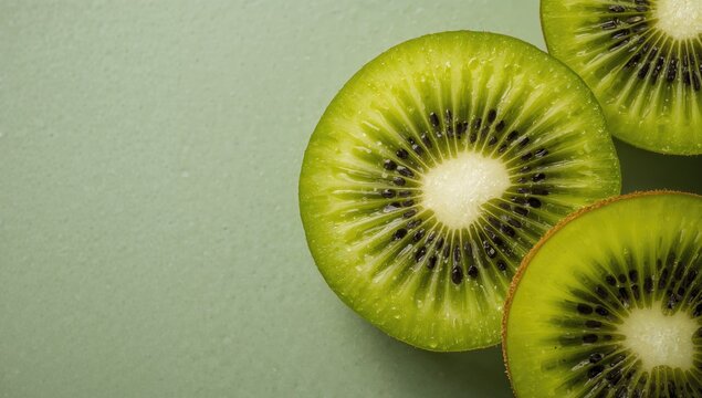 Close-up view of green kiwi slices, showcasing fiber-rich fruit choice