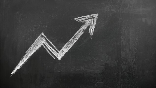 Chalk sketch of a zigzag arrow on a dark textured surface, suitable for editorial header background