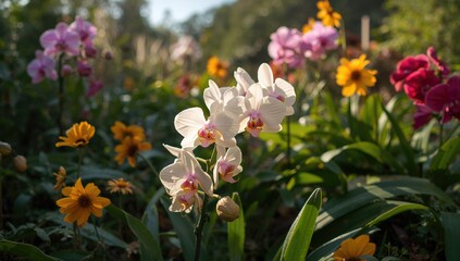 Fototapeta premium The orchid plant in bloom, showcasing seasonal beauty