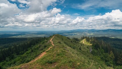 Fototapeta premium Sky and greenery over rolling hills, promoting environmental preservation