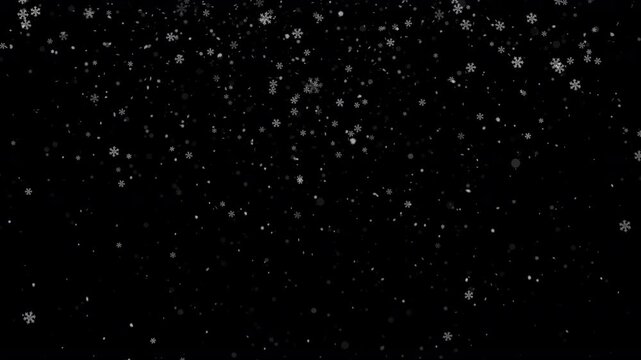 Winter animation with isolated snow and glittering bokeh particle. Seamless loop, transparent background - alpha channel.
