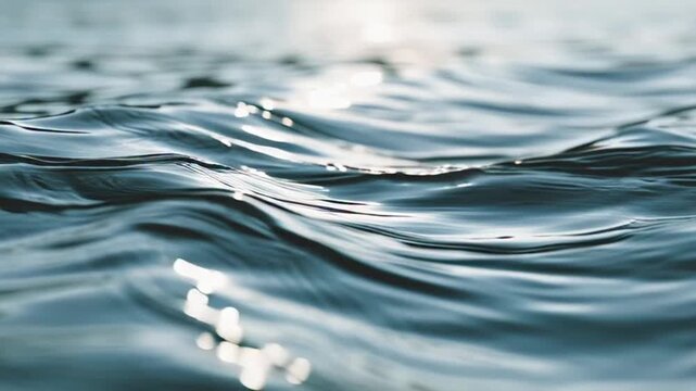 Dynamic ocean waves shimmer with sunlight, capturing the fluid motion and serene beauty of a tranquil sea under a bright sky.