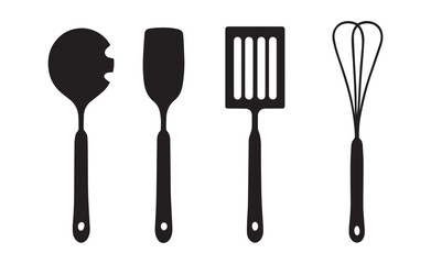 Black Silhouette Icons of Kitchen Utensils kitchenware cooking
