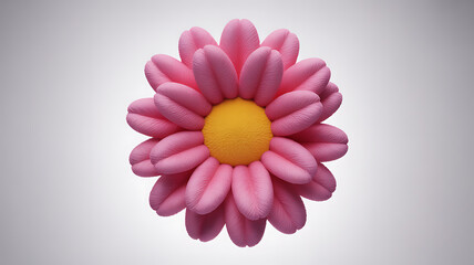 Delicate pink flower with a sunny yellow center, blooming with soft elegance and a touch of modern whimsy, perfect for springtime designs and cheerful themes