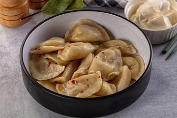 Traditiolal vareniki - stuffed dumplings with potato