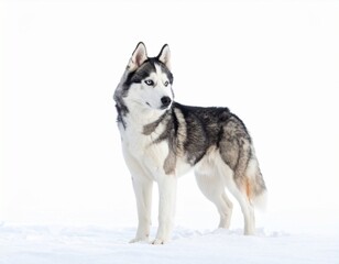 Fototapeta premium 白背景のシベリアンハスキー。切り抜き済み