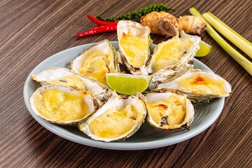Gourmet baked oysters with cheese