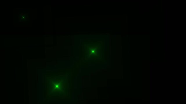 Green glowing light particles on dark black background, soft neon green flare effect, abstract light dots, futuristic spark elements, minimal glowing stars for digital design and backgrounds