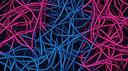 vibrant abstract pattern featuring intertwined blue and pink lines against a dark background, creating a visually striking and dynamic composition.