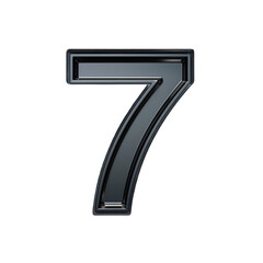 Shiny Metallic Number 7 Isolated on Transparent Background Highlighting Digital Graphics and Number Concepts