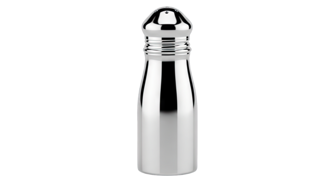 Shiny Silver Salt Shaker With Chrome Cap Object On Transparent Background Studio Shot Realistic Rendering