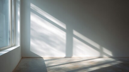 Obraz premium Minimalist interior with sunlight and shadow patterns for background usage