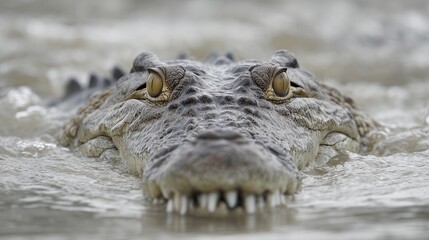 Obraz premium Crocodile marin féroce aux aguets sous la surface