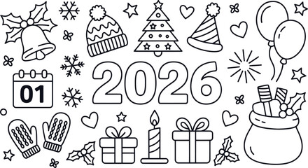 Modern New Year's Eve 2026 celebration with festive graphics and bold typography