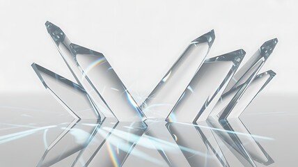 Abstract clear crystal shards with refractive light creating modern bright background