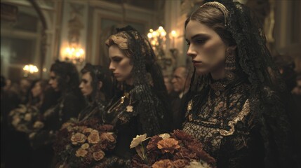 Mourning in Black Lace: A Victorian Funeral Scene