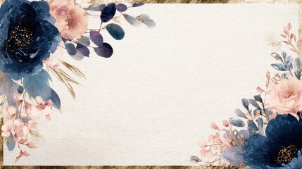 Naklejka premium Watercolor floral design with space for text invitation card template