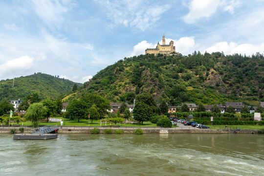view to Braubach castle from River Rhine
