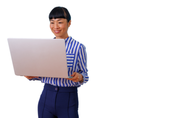 Female doctor working with a digital tablet, providing healthcare services, embracing modern medicine, transparent background