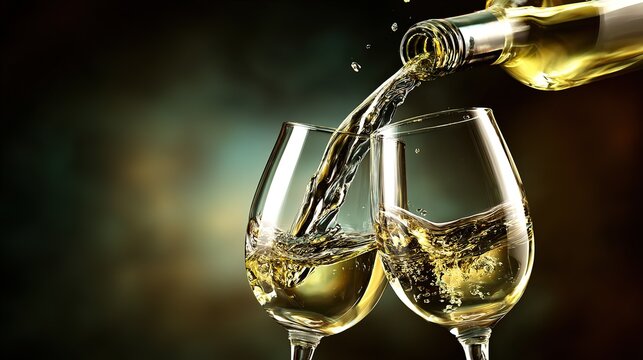 Celebration event and wedding planning with wine pouring scene, elegant arcs symbolizing joy and blessing