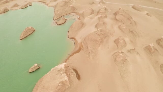 Wind erosion terrain landscape, yardang landform 4K