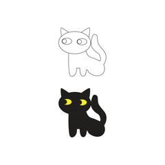 Simple black cat for halloween icon