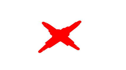Obraz premium A hand-drawn red X mark, a symbol of negation or error, on a plain white background.