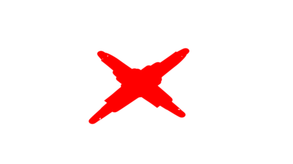 A hand-drawn red X mark, a symbol of negation or error, on a plain white background.
