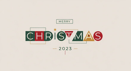 Merry Christmas 2023 festive greeting design for holiday season celebrations and modern Christmas card designs with elegant geometric seasonal lettering © Saeed