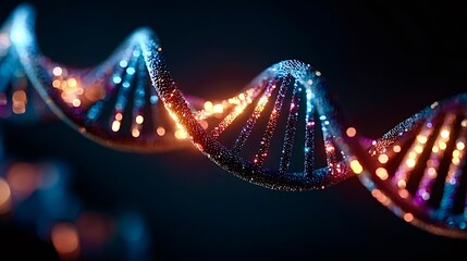 Dna helix molecule forming glowing abstract genetic code
