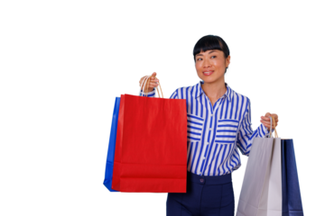 Female doctor using laptop for telehealth consulting, standing smiling, medical professional on transparent background